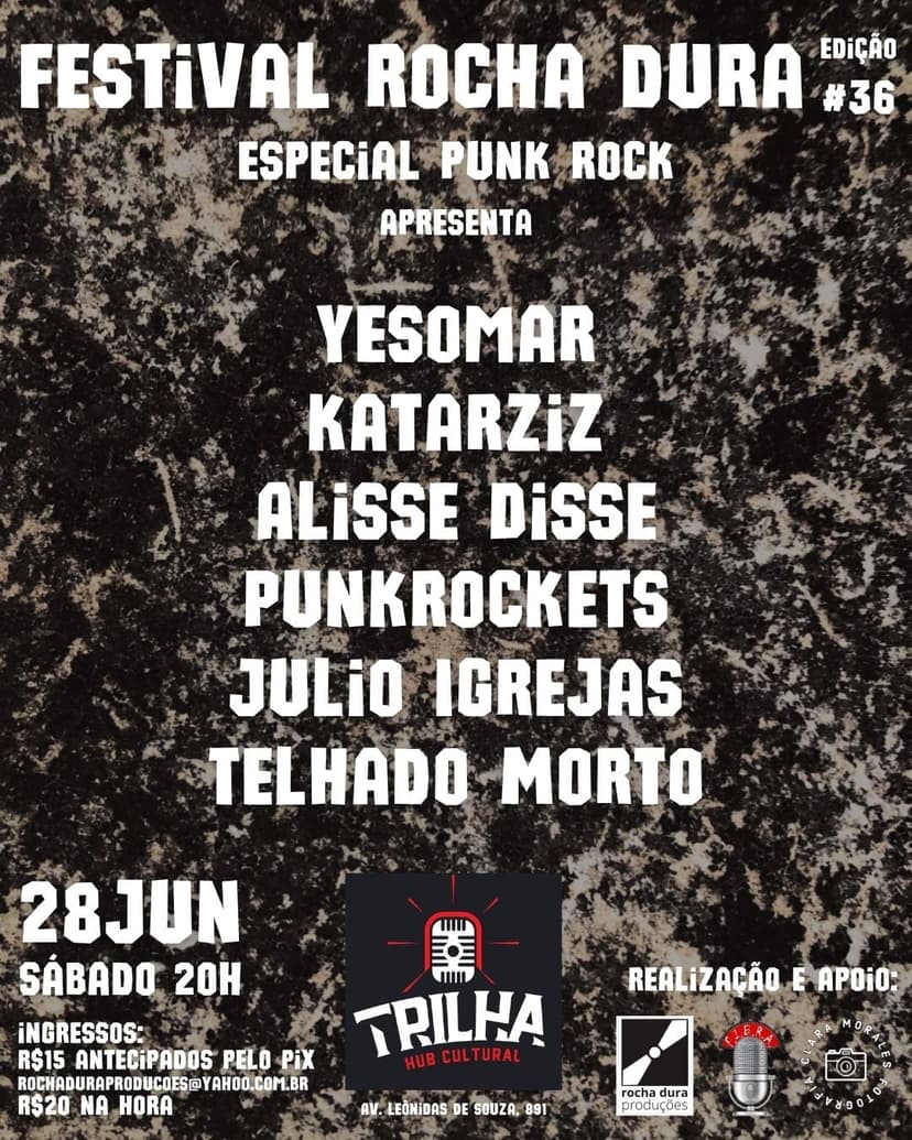36º Festival Rocha Dura especial punk rock neste sábado (28), em Sapucaia