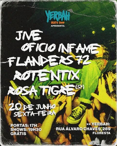 Sexta pós-feriado (20) é dia de punk/hardcore de graça na Yerbah