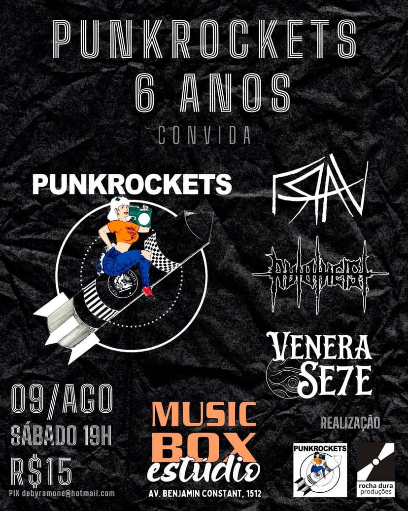 Aniversário da Punkrockets neste sábado (9), no Music Box